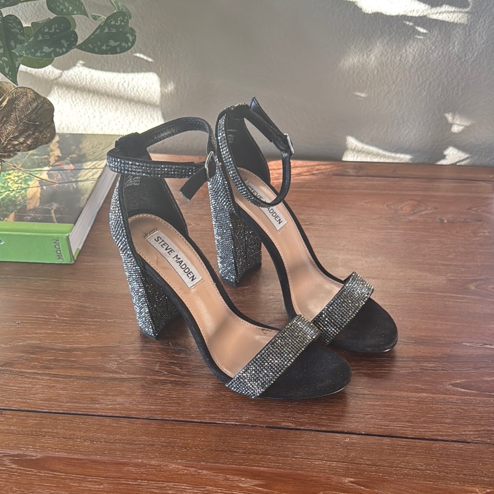 Steve Madden Black Glitter Heels